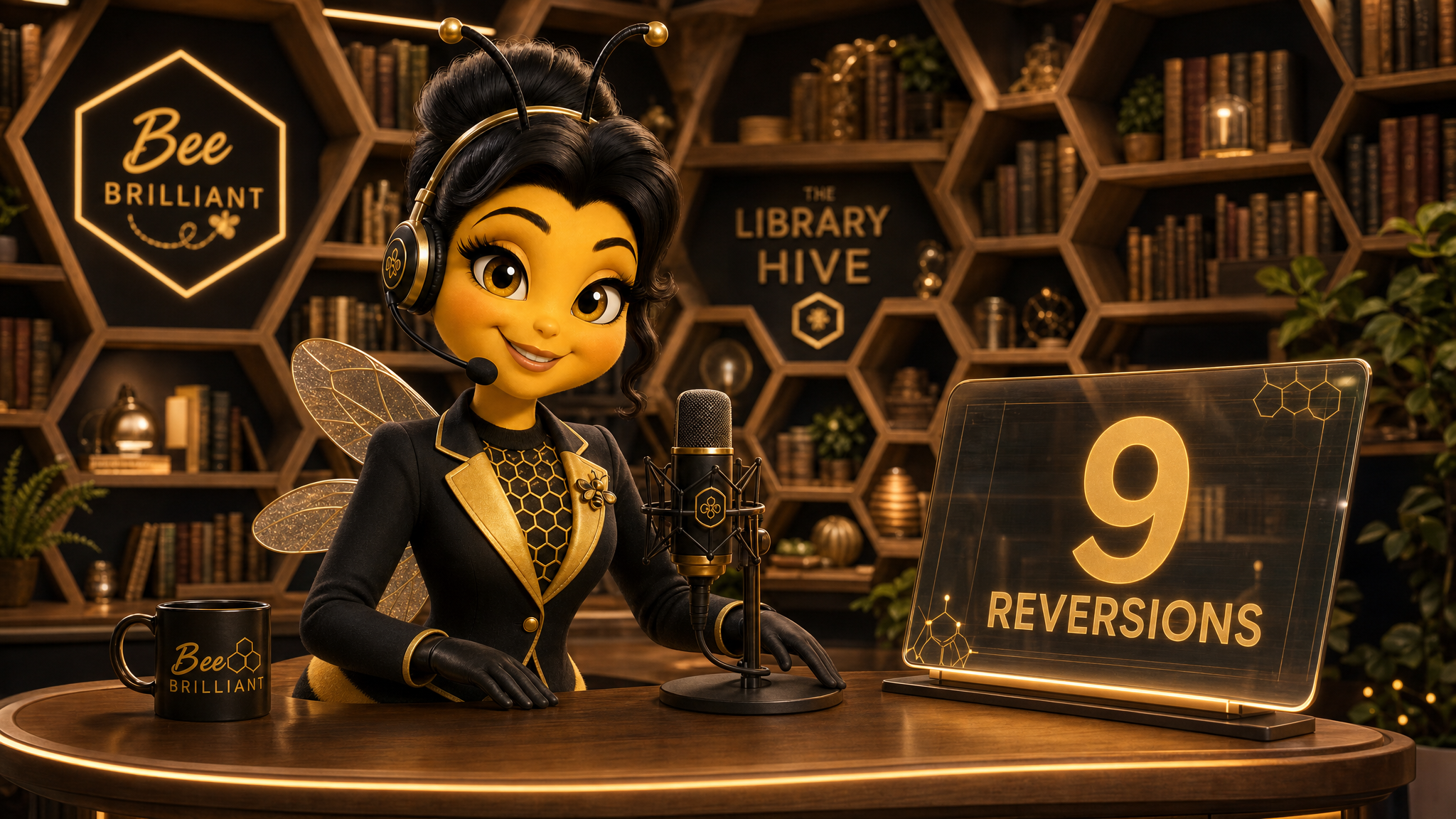 Bee Brilliant at her desk in the Library Hive